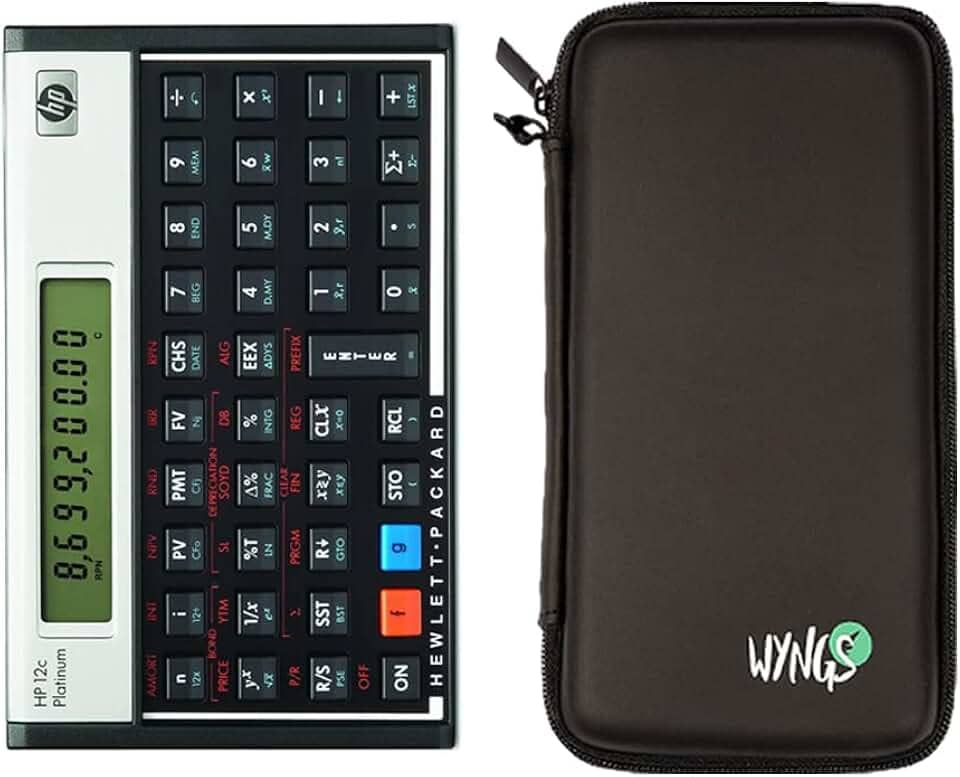 Calculadora financeira HP 12C Platinum + capa protetora WYNGS preta