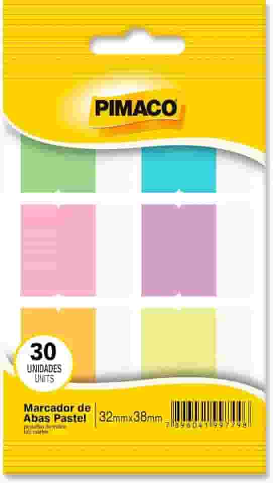 Marcador de Página, Pimaco, Aba, Adesivo, Colorido Pastel, 6 Cores, 32x38mm, Cartela com 30