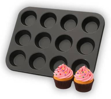 Assadeira Antiaderente para Cupcake e Muffin — Forma para Cupcake com 12 Cavidades — Forma para Forno, Ideal para Mini Bolo, Cupcake e Muffin — PREMIUM LOREAL SHOP