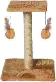 Arranhador Para Gatos Poste Com Brinquedo Duplo Exclusivo (Bege)