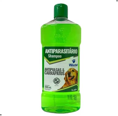 World Veterinária Shampoo Antipulgas E Carrapato Para Cães Verde 500 Ml