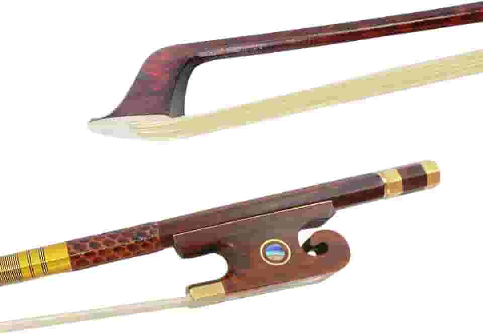 Yinfente Arco de violino 4/4 tamanho completo avançado madeira de cobra arco de violino profissional arco natural cabelo pernambuco nível