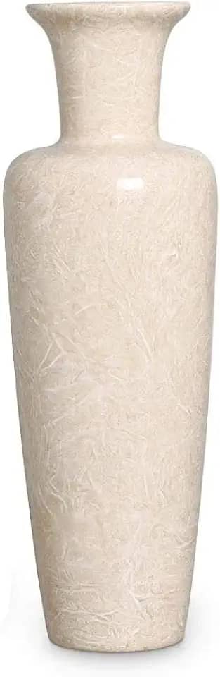 Vaso Chão Grande Decoração Cerâmica para Sala Madri Bege Petra 70x24 cm