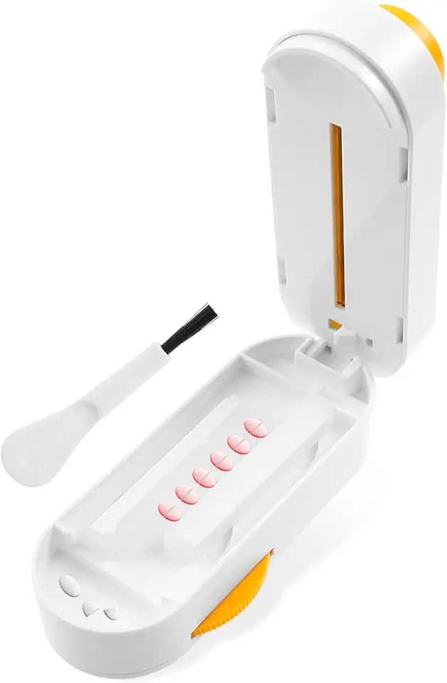 Cortador de comprimidos portátil, cortador de comprimidos de 1/2 1/4 - Corta com precisão vários comprimidos, divisor ajustável para comprimidos pequenos e pequenos com lâminas de aço inoxidável para
