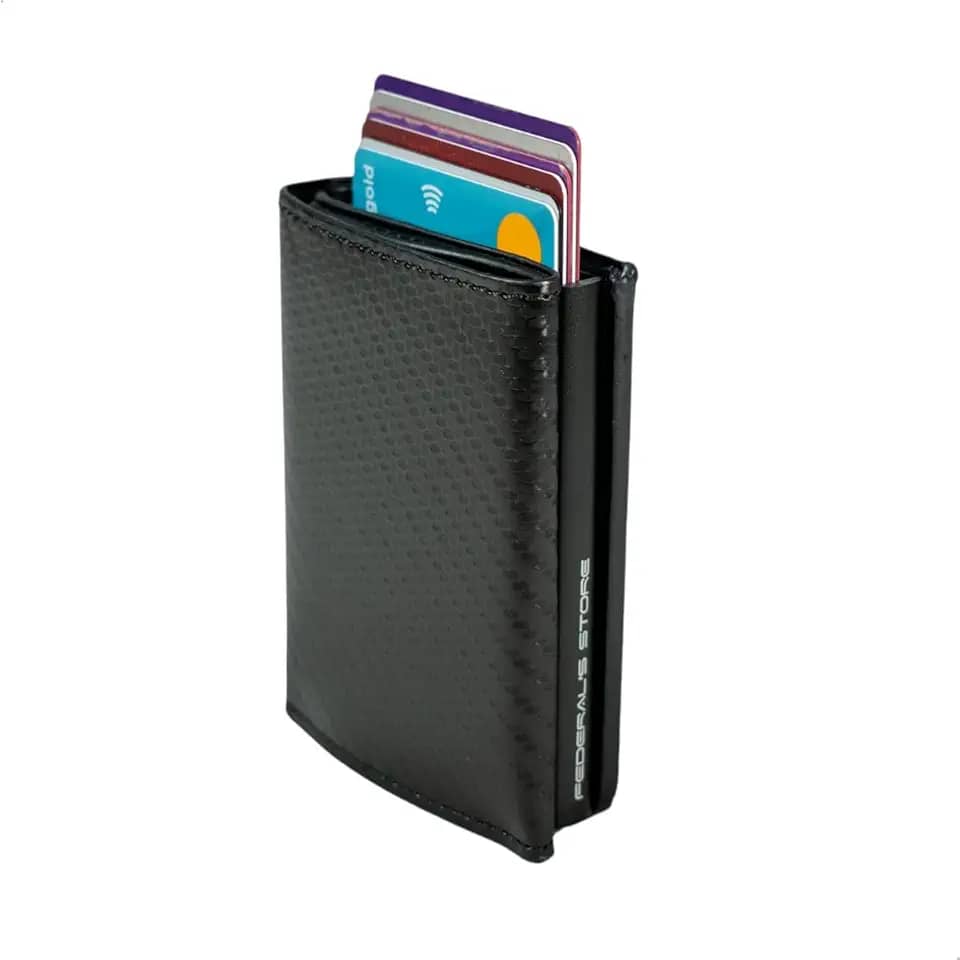 Carteira Masculina Proteção RFID Porta Cartões Slim do Futuro CNH Notas ML03 Exclusivo