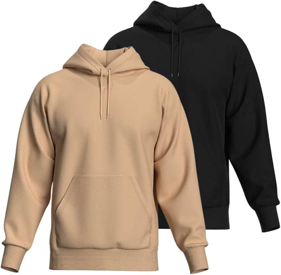 Kit 2 Blusas De Moletom Lisa Com Bolso Canguru E Capuz