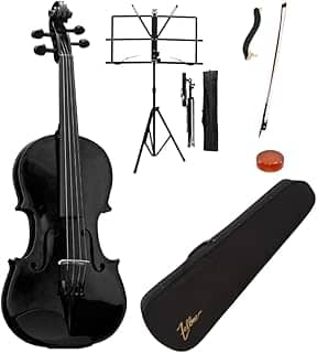 Violino 4/4 Zelmer ZLM44 BV Preto, Série Luxo Especial, com Estojo, Arco, Breu, Espaleira e Estante de Partitura