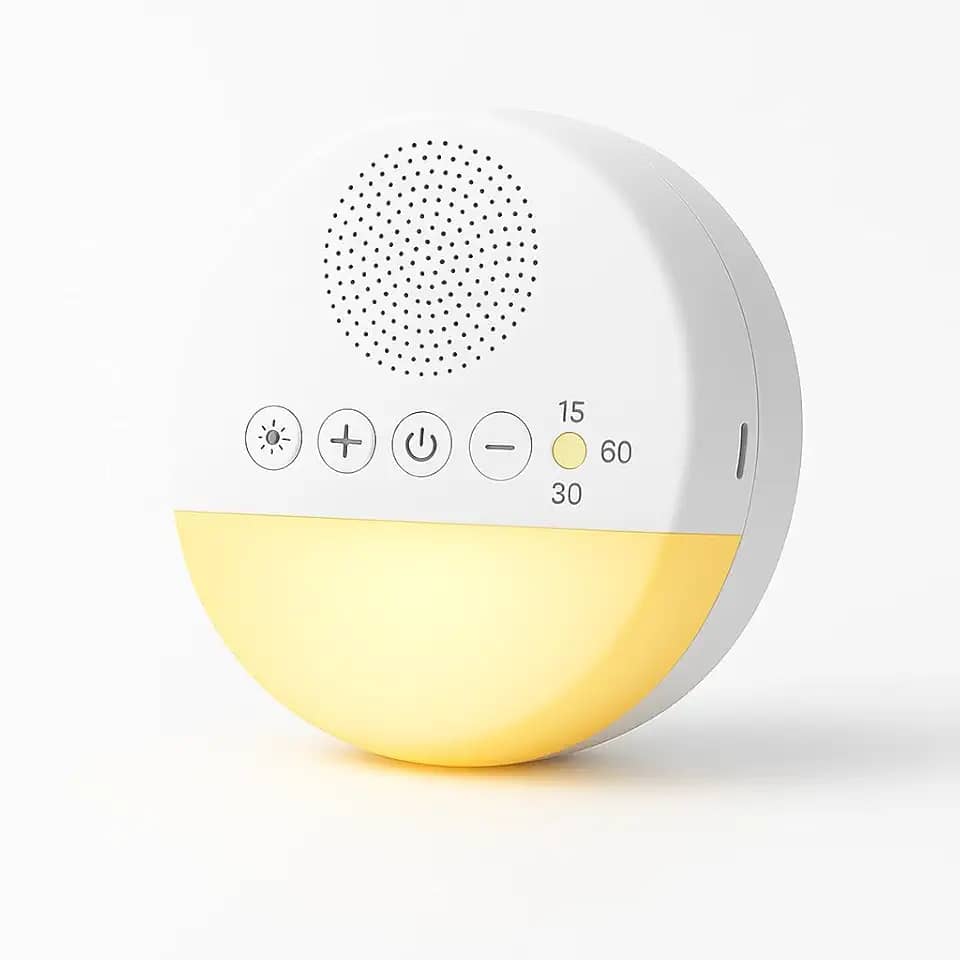 Máquina de Som Ruido Branco White Noise Sleep Machine Aparelho de Som Ruído Branco com 20 Sons Calmantes, Luz Noturna e Timer – Acalma Bebês, Melhora o Sono de Crianças e Adultos