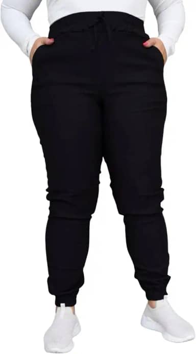 Calça Jogger Feminina Bengaline Bolsos Na Frente Plus Size