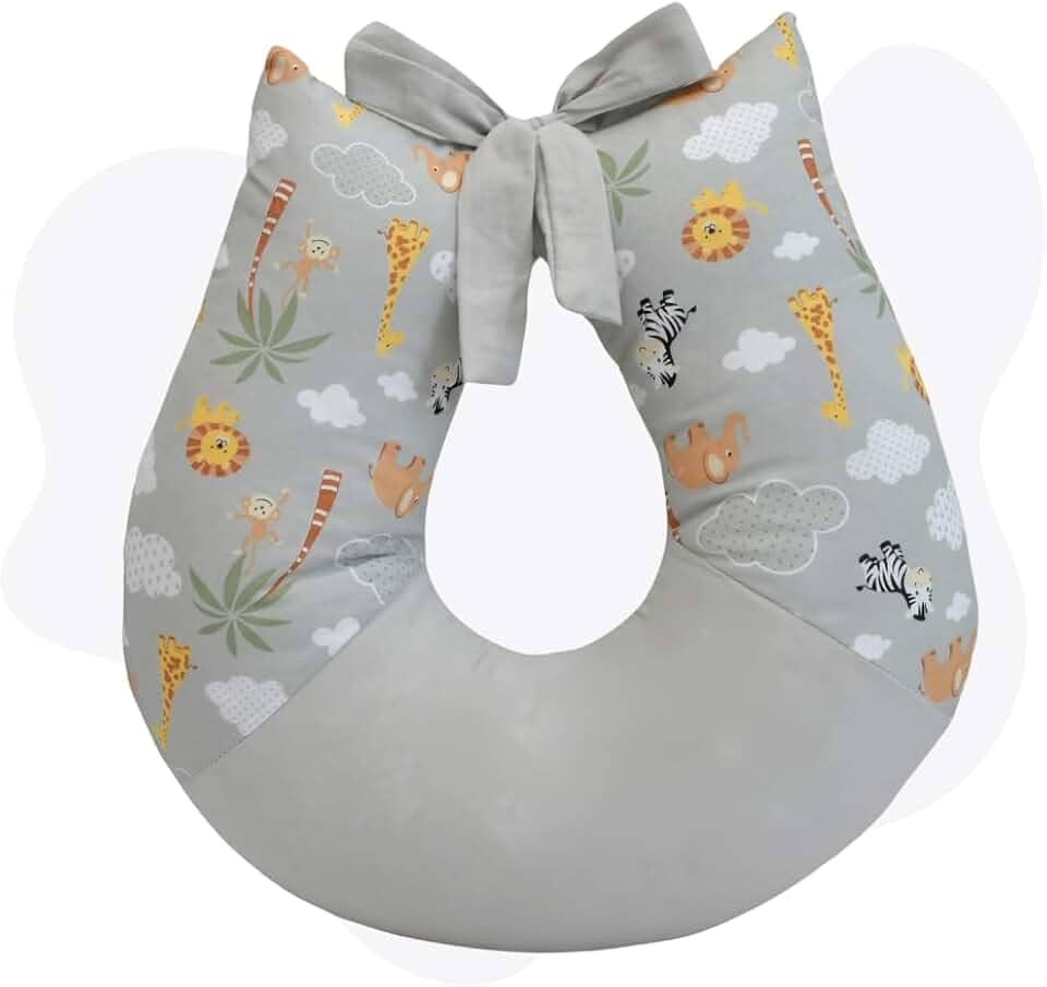 Almofada Amamentação Apoio Para Amamentar Mamãe E Bebê (Safari Cinza)