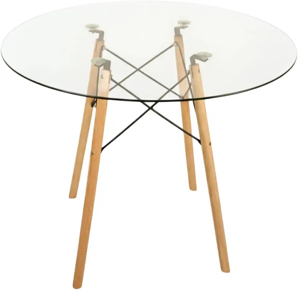 Mesa Jantar Eiffel Charles Eames Quadrada Tampo Vidro Redondo ou Quadrado Temperado 6mm Jt Home (TAMPO REDONDO, 70CM)