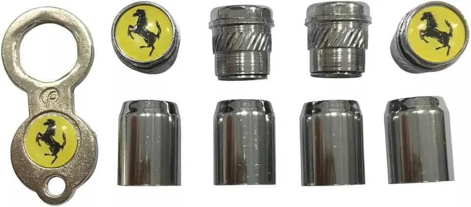 Tampa Bico Pito Pneu Válvulas Cromado C/Logo Amarelo