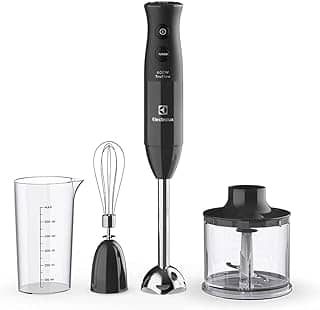 Mixer Misturador Multiuso Electrolux haste inox 3 em 1 600W 2 velocidades 3 acessórios mini processador resistente temperatura capacidade 600ml livre BPA EIB20 preto 127v