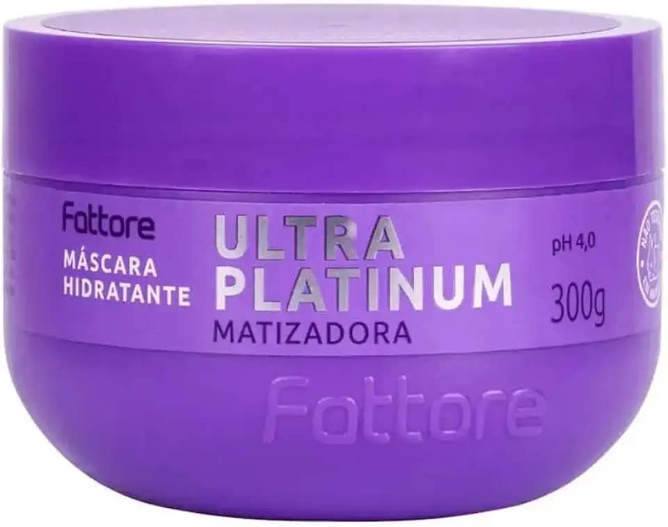 Máscara Matizadora Hidratante Fattore Ultra Platinum 300g – Gradual Color System Até 5 Tons – pH 4,0 – Com Manteiga de Karité, Lanolina e Glicerina – Hidratação Profunda, Nutrição e Brilho – Cabelos Loiros, Grisalhos e com Mechas – Cruelty Free