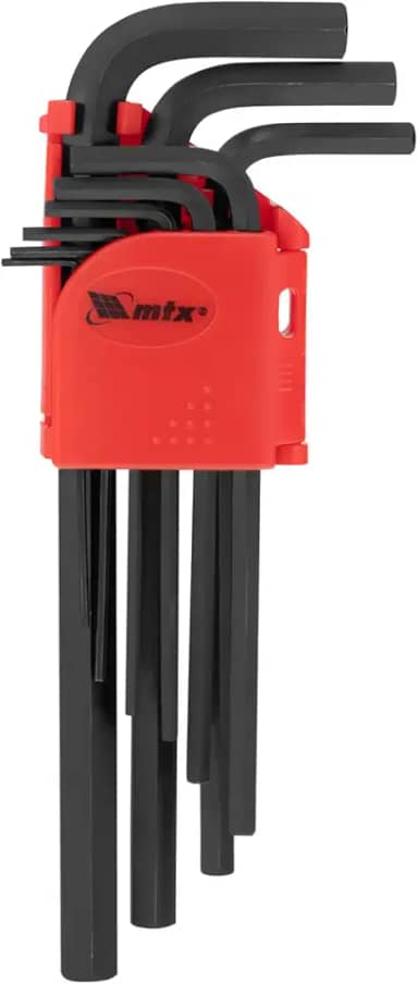 MTX Jogo de Chave Allen Longa 1,5–10 mm com 9 Peças – Aço Cromo-Vanádio e Acabamento Fosfatizado