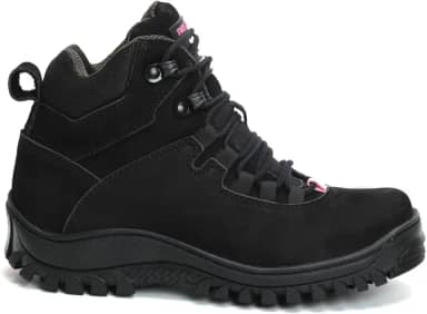 Bota Coturno Feminino Adventure Militar com CA Trilha Nobuck Preto e Rosa 1903 com CA