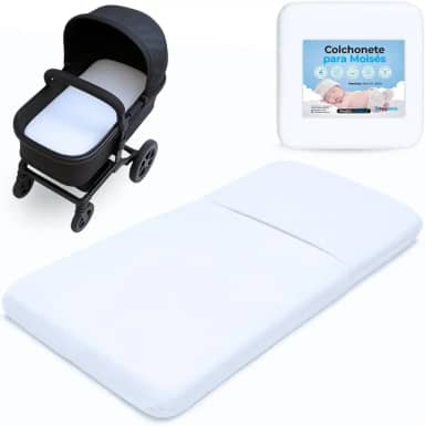 Colchonete Carrinho Moisés Bebê Universal Berço Ninho Colchão Macio Enxoval c/Capa Removível Marca PEGWEB (Branco)