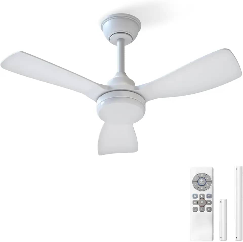Ventilador de Teto com Controle Remoto, LED 20W, Silencioso, 127-220V, Durável e Confiável – Branco