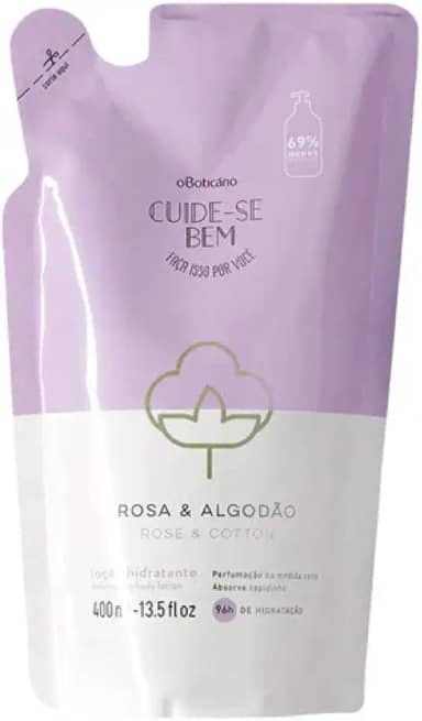 O BOTICÁRIO REFIL CUIDE-SE BEM HIDRATANTE ROSA & ALGODÃO 400ML