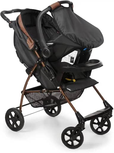 Carrinho de Bebê Galzerano Romano Travel System Para Passeio Preto Cobre Até 15Kg + Bebê Conforto