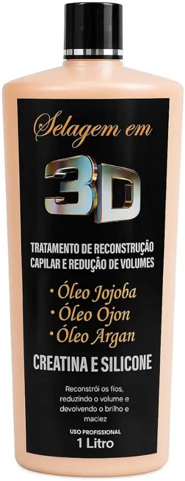 Selagem 3D Profissional, Tratamento Capilar de Reconstrução com Óleos de Jojoba, Ojon e Argan, 1 Litro