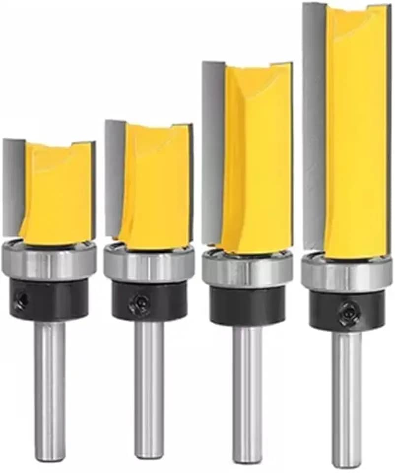 Kit de Fresas para Tupia com Haste de 6mm, Rolamentadas, 4 Peças
