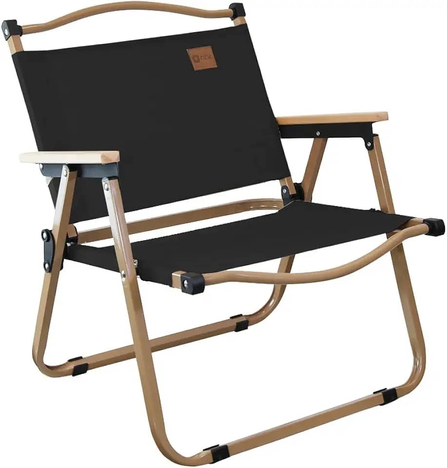 NTK, Cadeira Andrade Dobrável para Atividades de Lazer, Camping e Pesca, Acabamento dos Braços em Madeira, Peso Suportado até 95kg.