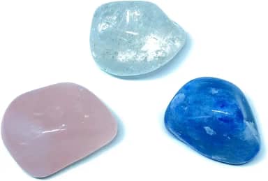 Kit Pedras Contra Ansiedade | Pedras Naturais | Quartzo Rosa, Cristal e Quartzo Azul | Kit Mini Cristais Energéticos para Equilíbrio e Serenidade | Alinhamento dos Chakras e Bem-Estar Emocional