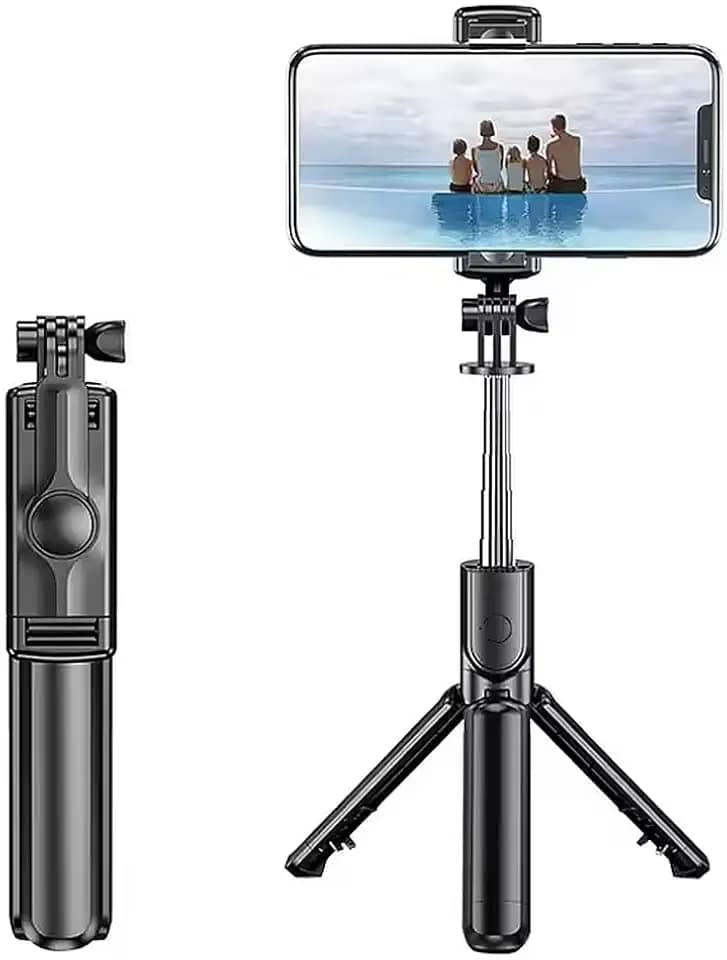Bastão Tripé Bluetooth Multifuncional com Selfie 360º Compacto Estável e com Controle Remoto Dobrável Pau De Selfie Bluetooth 3 em 1 Celular Câmera Selfie Stick Premium