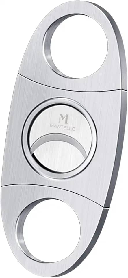 Pacote com 2 cortadores de charutos Mantello – Guilhotina de lâmina dupla de aço inoxidável, acessórios de charutos premium para homens, perfeitos para charutos, acessórios para fumar e cortadores de