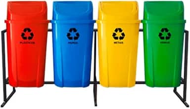 Kit de Lixeiras para Coleta Seletiva 60 Litros com 4 Peças