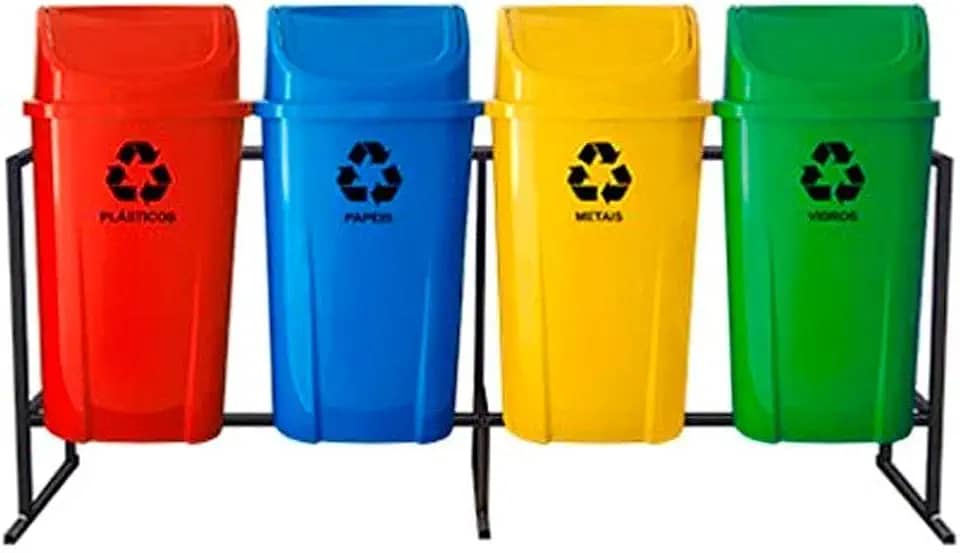 Kit de Lixeiras para Coleta Seletiva 60 Litros com 4 Peças
