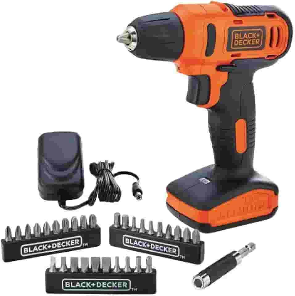 BLACK+DECKER Furadeira e Parafusadeira 3/8 Pol Bateria, com 13 Acessórios e Caixa Transparente, Modelo LD12SP, Bivolt
