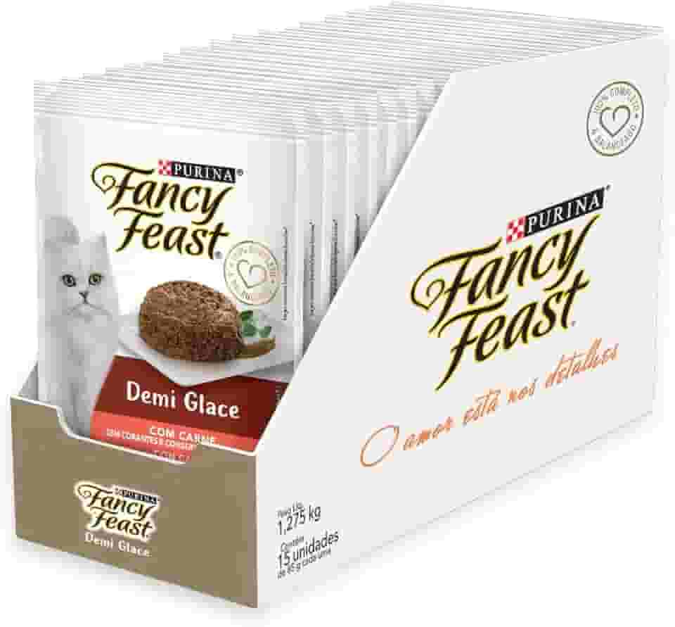 Pack Nestlé Purina Fancy Feast Ração Úmida Para Gatos Demi Glace Carne - Com 15 Sachês 85g