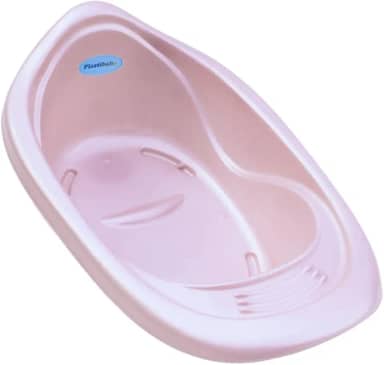 BANHEIRA DE BEBÊ PEROLADO 22L PLASTIBABY RESISTÊNTE COM VALVÚLA DE ESCOAMENTO (Rosa perolado)