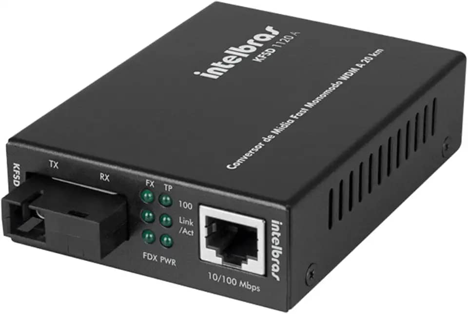 intelbras CONVERSOR MIDIA FAST WDM MONO 20 KM KFSD 1120 A 4780015, Preta
