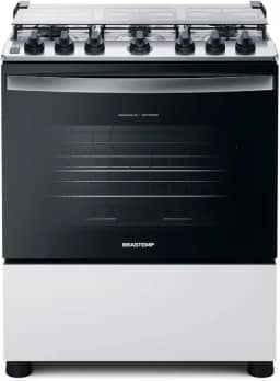 Fogão Brastemp 6 Bocas Branco Com Botões Removíveis E Exclusivo Aro Protetor - BFS6NCB BIVOLT