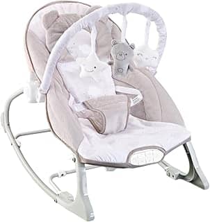 Maxi Baby, Cadeira de Descanso Bebê Musical Sons da Natureza, Caixa Vibratória, Cinto de 3 Pontos, Acompanha Travesseiro, Móbile de Brinquedos Removivel, (Até 18kgs), Polar Bege