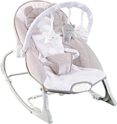 Maxi Baby, Cadeira de Descanso Bebê Musical Sons da Natureza, Caixa Vibratória, Cinto de 3 Pontos, Acompanha Travesseiro, Móbile de Brinquedos Removivel, (Até 18kgs), Polar Bege