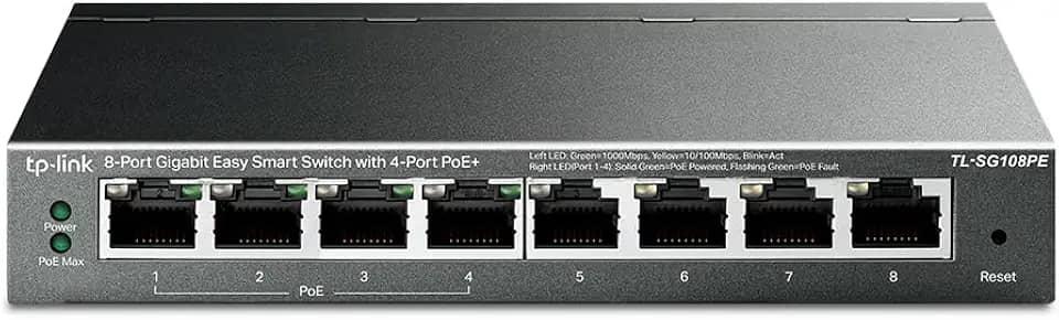 Switch Gerenciável Gigabit 8 Portas Tp-link Tl-sg108pe Poe