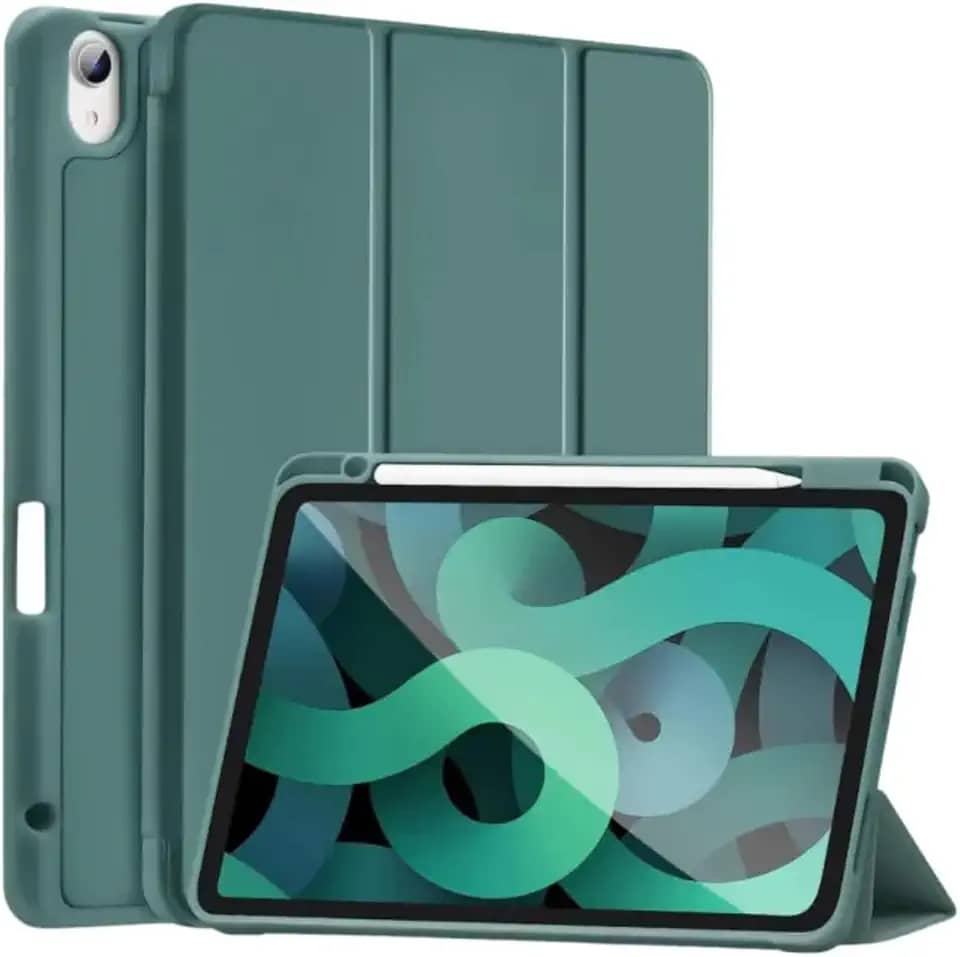 Case Capa Compatível Para iPad 9, 8, 7 Geração 10.2" 10.5" Slim Inteligente Com Suporte Caneta Proteção Anti-Impacto Auto Sleep Tampa Magnética (Verde Escuro)