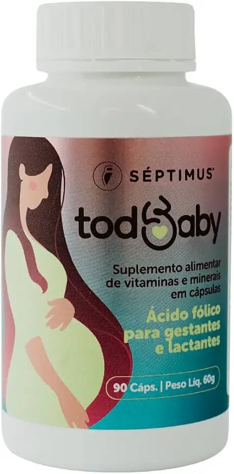 Todbaby Suplemento Vitamínico para Gestantes, Lactantes e Puérperas com 21 Nutrientes – Ácido Fólico, Ferro, Zinco e Vitaminas – 90 Cápsulas