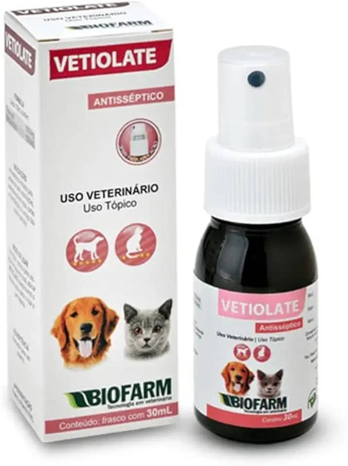 Antisséptico Pet p/Cachorro e Gato Biofarm Vetiolate 30ml