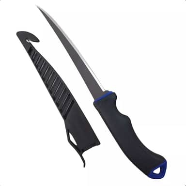 MARINE SPORTS, FACA FILETEIRA MARINE SPORTS MFK75T 7.5" (19CM) ACO INOXIDAVEL C/BAINHA E AFIADOR