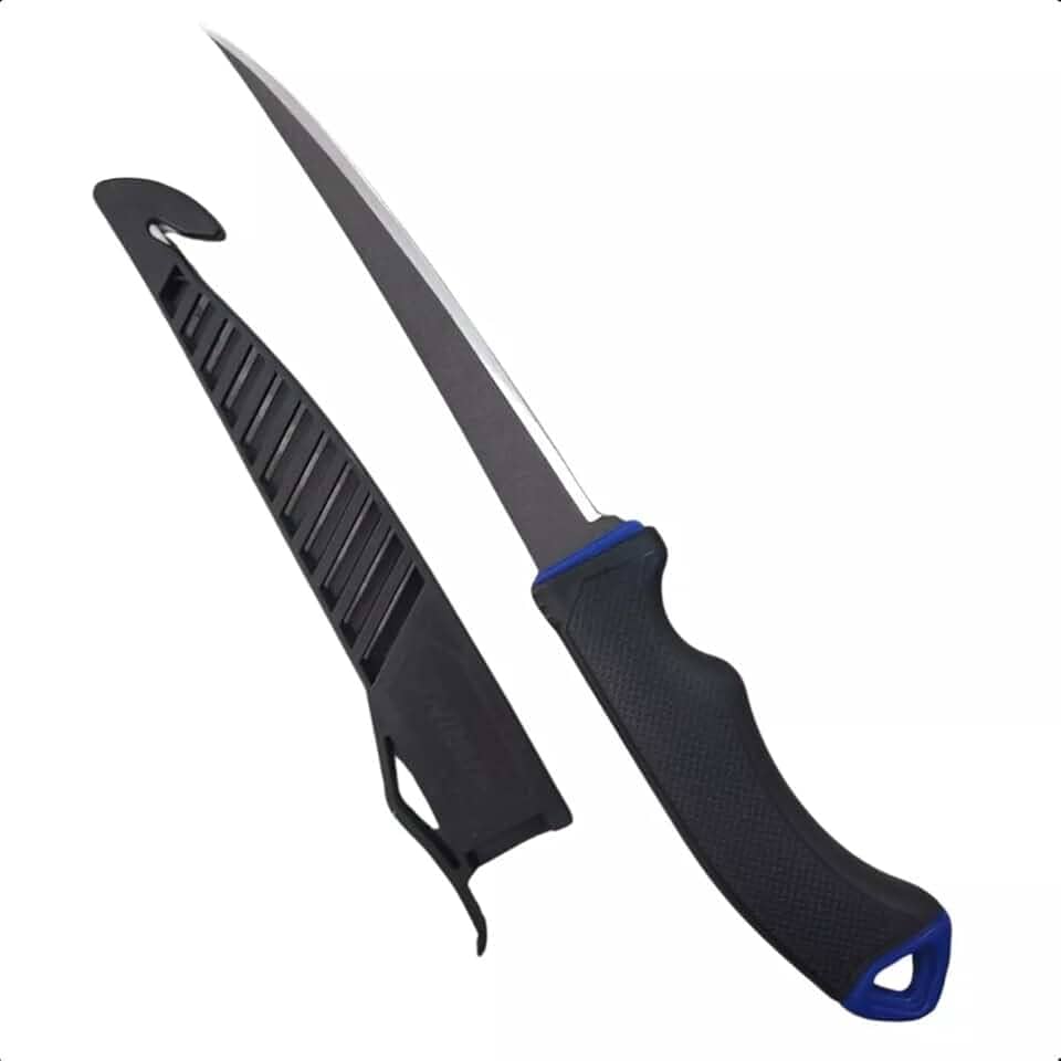 MARINE SPORTS, FACA FILETEIRA MARINE SPORTS MFK75T 7.5" (19CM) ACO INOXIDAVEL C/BAINHA E AFIADOR