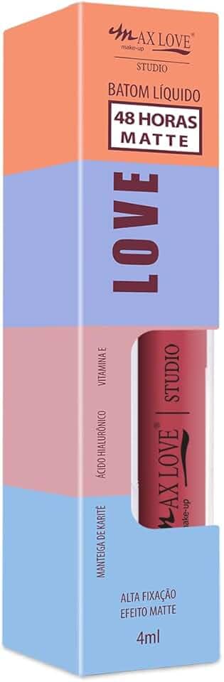Batom Líquido Matte 48H Max Love - Longa Duração, Cor Intensa 275 - Maquiagem Boca, Cosméticos