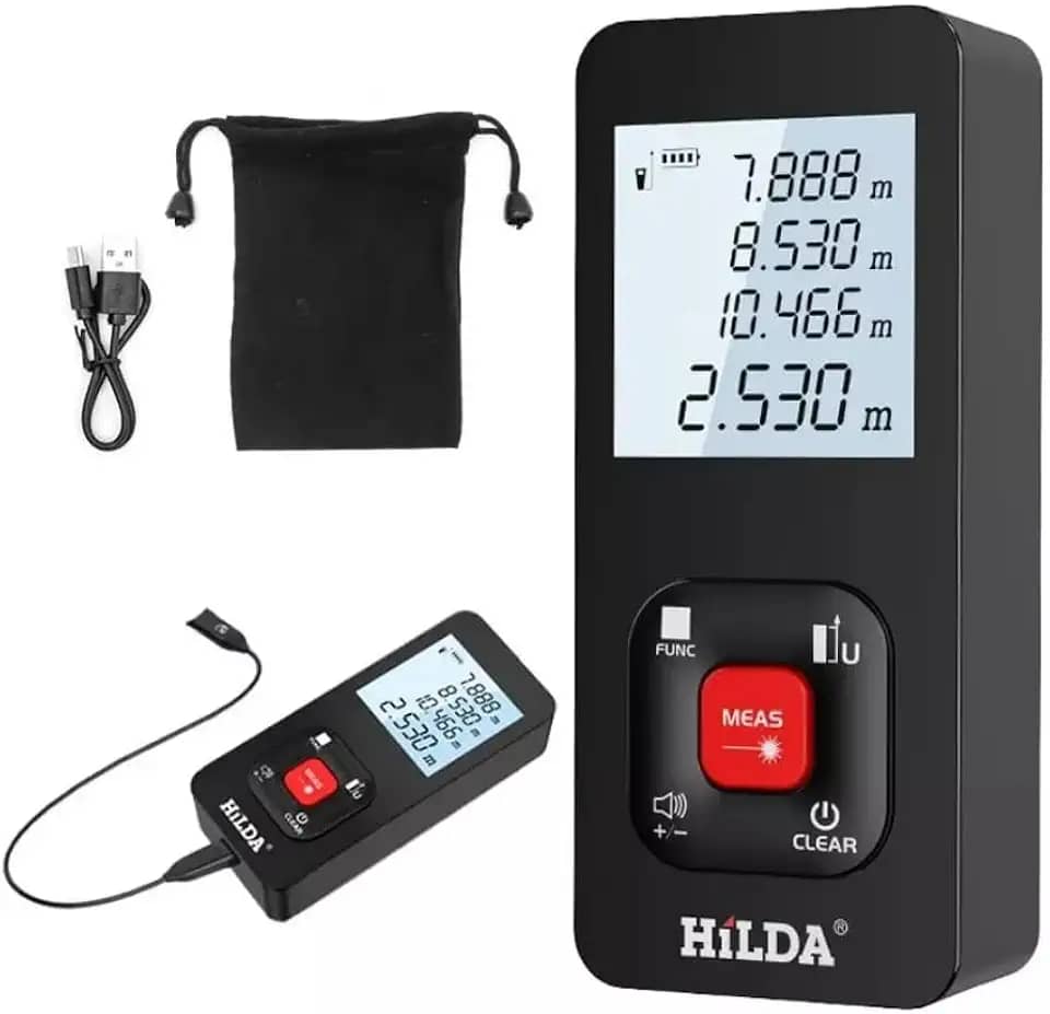 Trena Laser Digital Profissional 50 Metros Medidor de Distância Recarregável USB-C