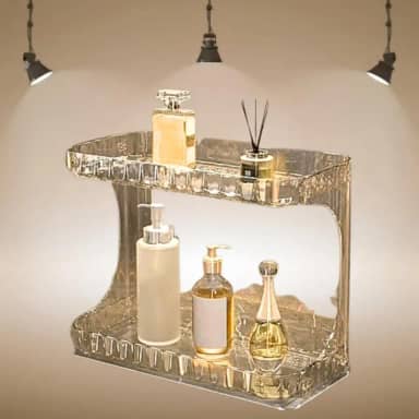 Organizador Multiuso Prateleira 2 Andares Maquiagem Cosméticos Makes Banheiro Cozinha Acrílico Case Quarto Closet Penteadeira Premium Cobre