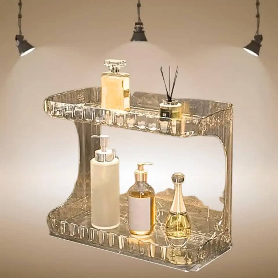 Organizador Multiuso Prateleira 2 Andares Maquiagem Cosméticos Makes Banheiro Cozinha Acrílico Case Quarto Closet Penteadeira Premium Cobre