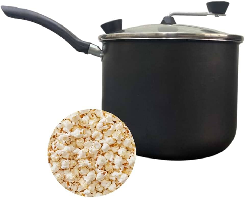 Panela Pipoqueira Antiaderente com Tampa de Vidro, Alumínio Premium, 4,3 Litros, 20 cm de Diâmetro, Preto